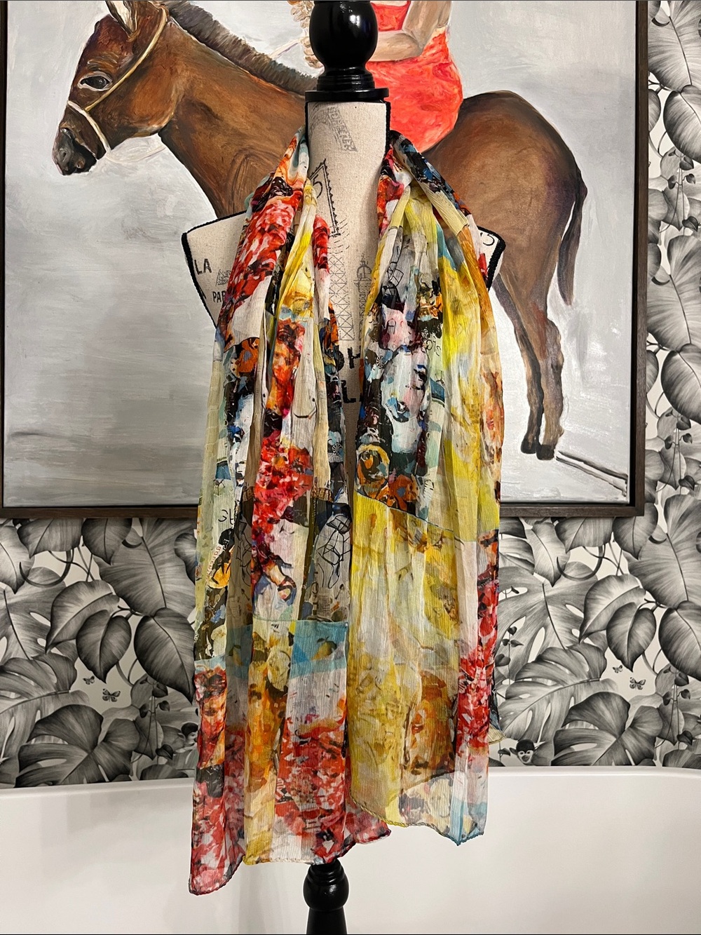 Multicolor Floral & Abstract Lightweight Scarf - Women's Accessory